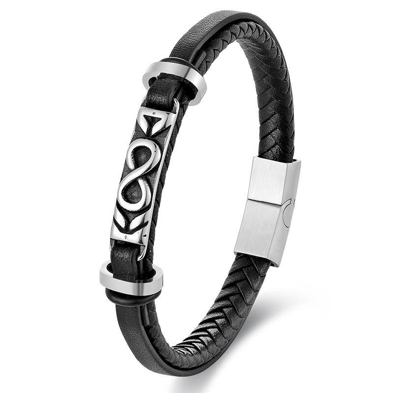 Buddha Stones, Titanstahl, Balance, mehrlagiges Lederarmband in Achterform - image 7