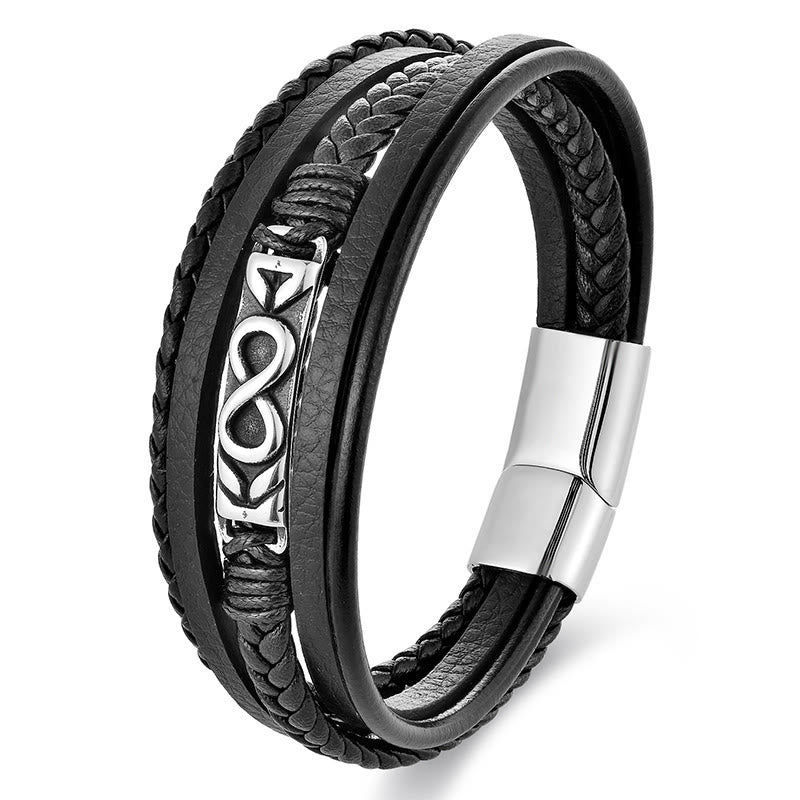 Buddha Stones, Titanstahl, Balance, mehrlagiges Lederarmband in Achterform - Mehrlagig (Handgelenkumfang: 18-19 cm) - image 8