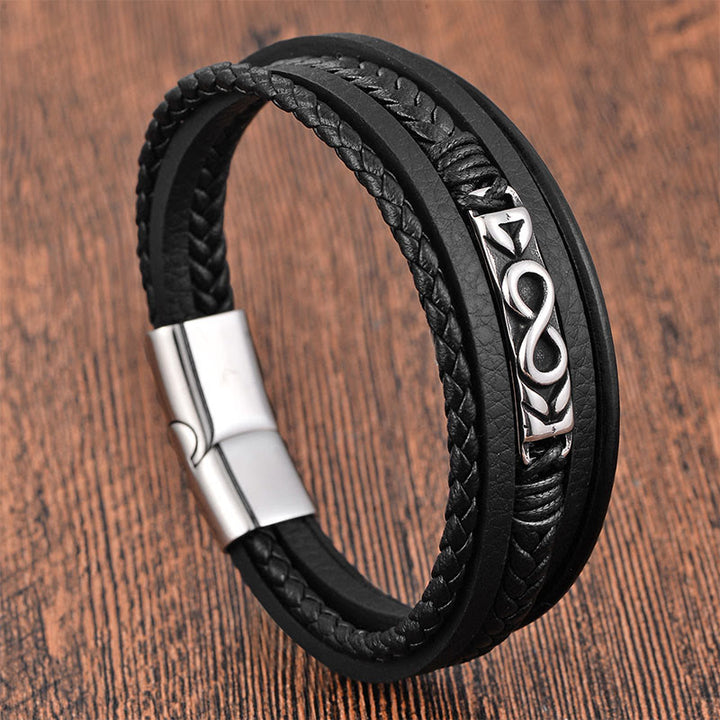 Buddha Stones, Titanstahl, Balance, mehrlagiges Lederarmband in Achterform - image 11