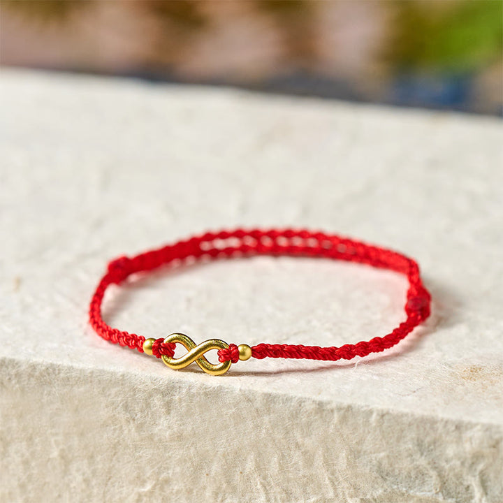 Buddha Stones Infinity Charm Messingrotes, verstellbares Schutzarmband - image 3