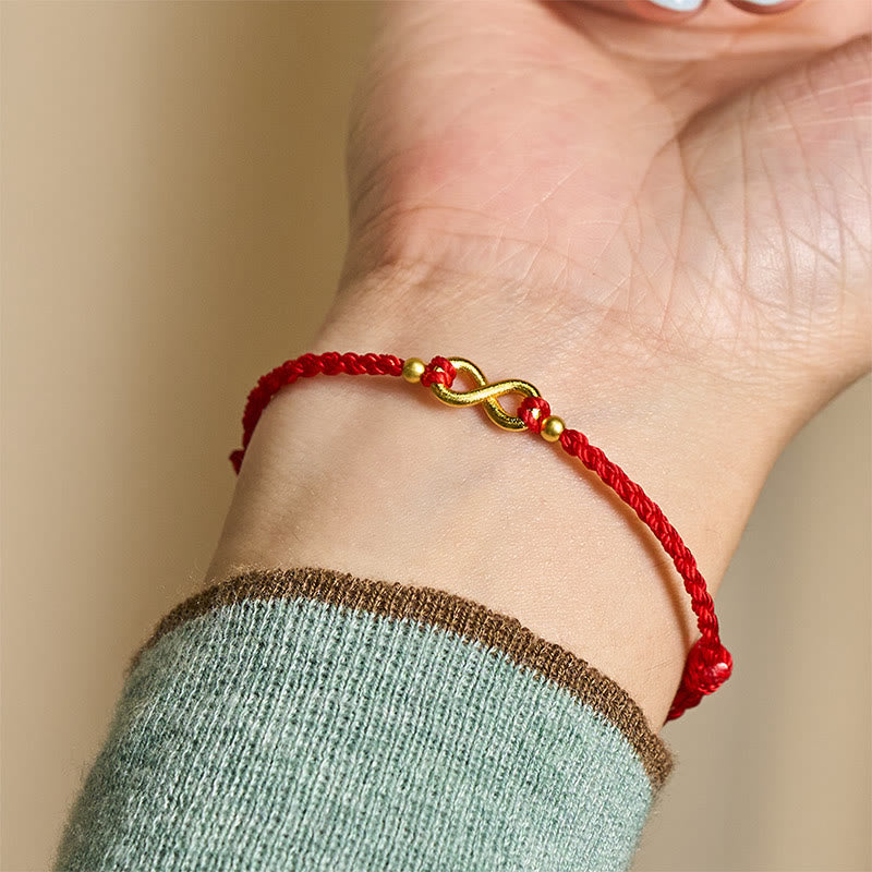 Buddha Stones Infinity Charm Messingrotes, verstellbares Schutzarmband - image 7