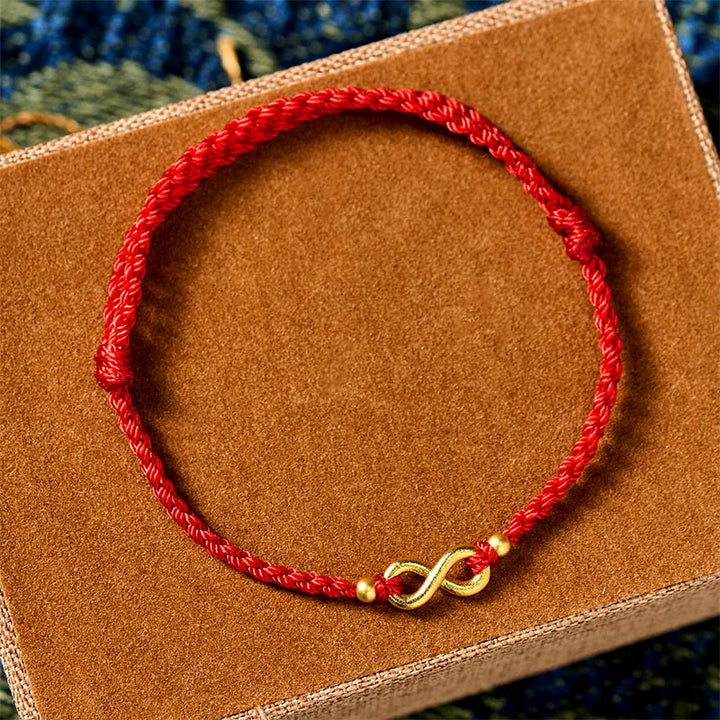 Buddha Stones Infinity Charm Messingrotes, verstellbares Schutzarmband - image 1