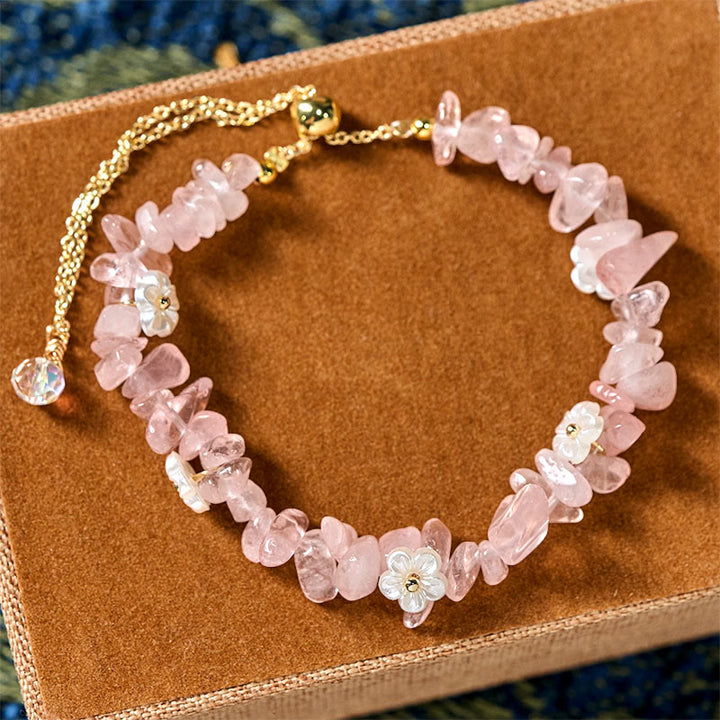 Buddha Stones, unregelmäßiges Kristallblumen-Design, Amethyst, weißer Kristall, Balance-Armband - Rosa Kristall (Handgelenkumfang: 15-19 cm) - image 33