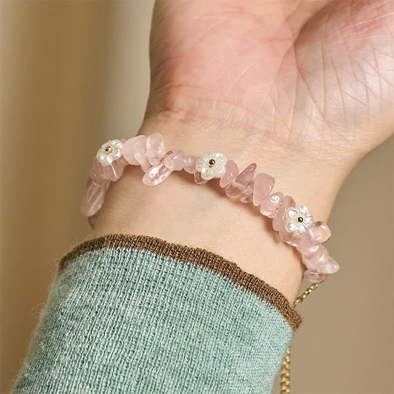 Buddha Stones, unregelmäßiges Kristallblumen-Design, Amethyst, weißer Kristall, Balance-Armband - image 39