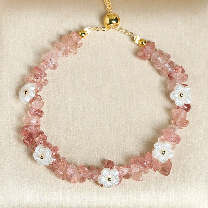 Buddha Stones, unregelmäßiges Kristallblumen-Design, Amethyst, weißer Kristall, Balance-Armband - image 43