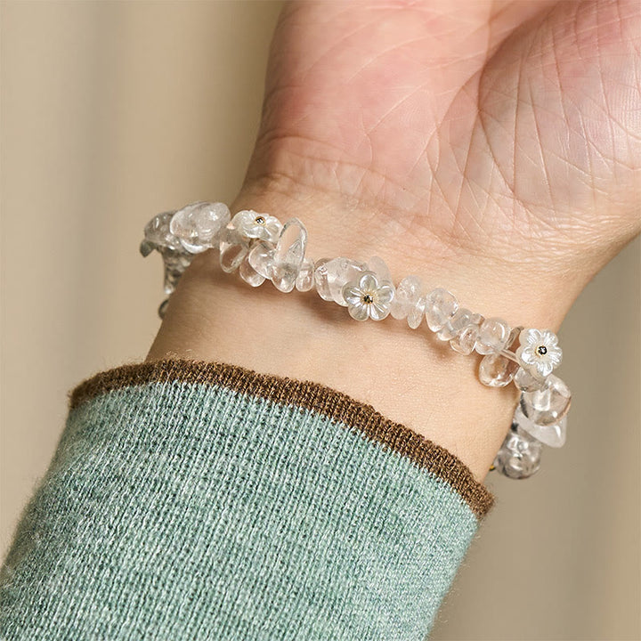 Buddha Stones, unregelmäßiges Kristallblumen-Design, Amethyst, weißer Kristall, Balance-Armband - image 15