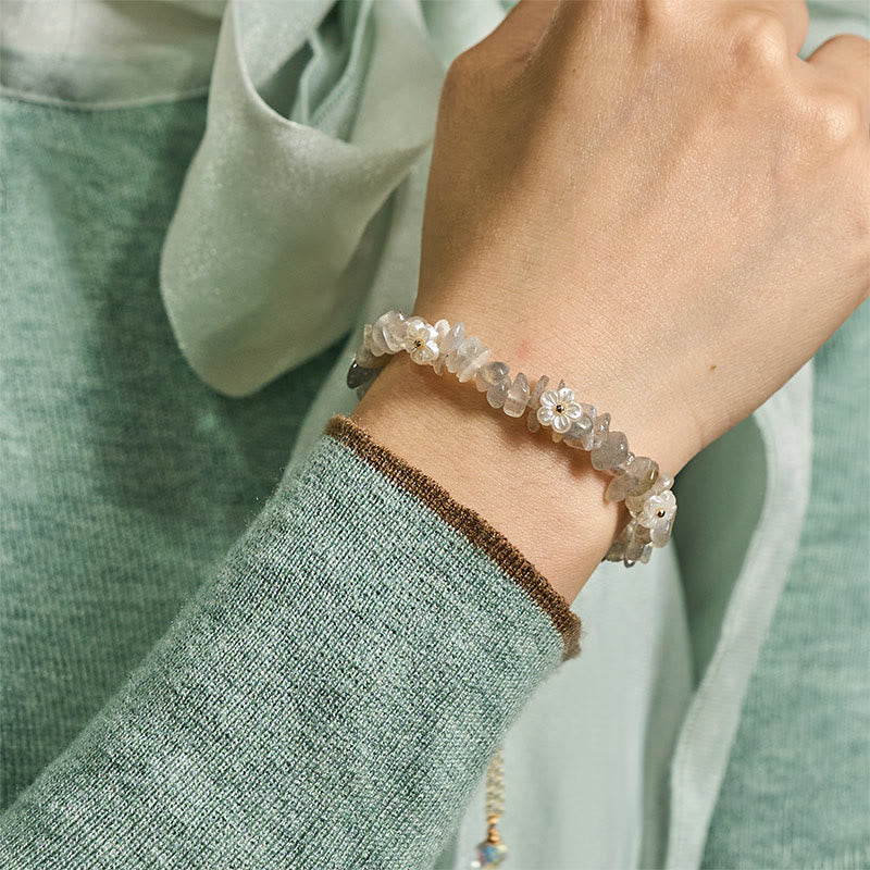 Buddha Stones, unregelmäßiges Kristallblumen-Design, Amethyst, weißer Kristall, Balance-Armband - image 22