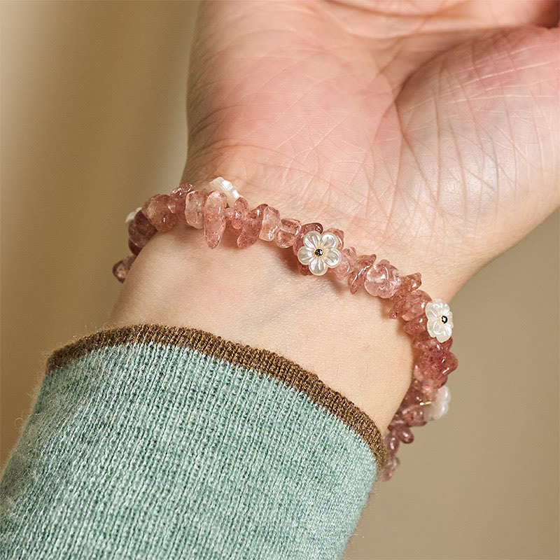 Buddha Stones, unregelmäßiges Kristallblumen-Design, Amethyst, weißer Kristall, Balance-Armband - image 47