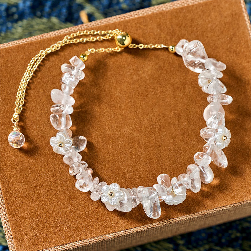 Buddha Stones, unregelmäßiges Kristallblumen-Design, Amethyst, weißer Kristall, Balance-Armband - image 11