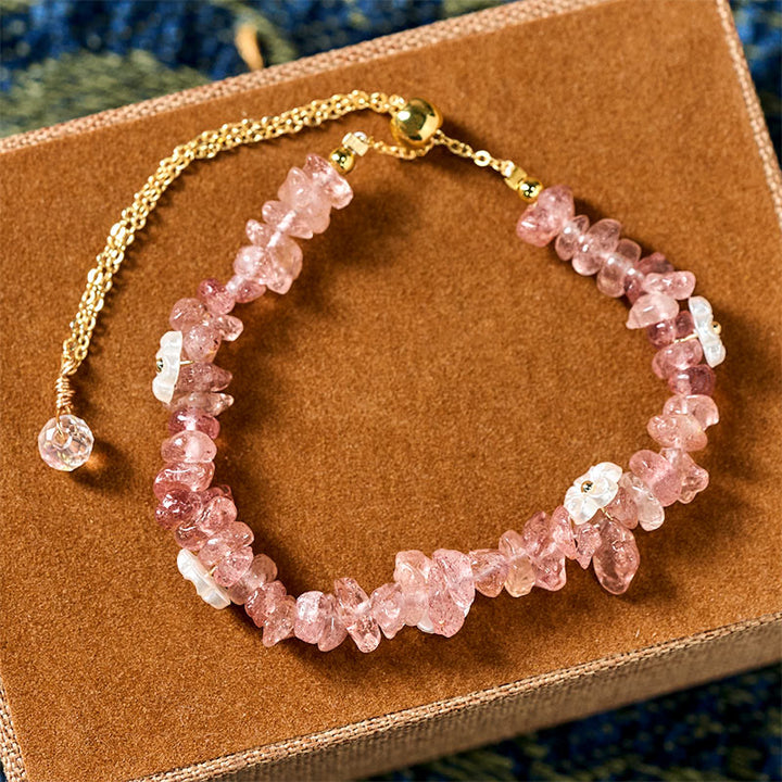 Buddha Stones, unregelmäßiges Kristallblumen-Design, Amethyst, weißer Kristall, Balance-Armband - Erdbeerquarz (Handgelenkumfang: 15-19 cm) - image 41