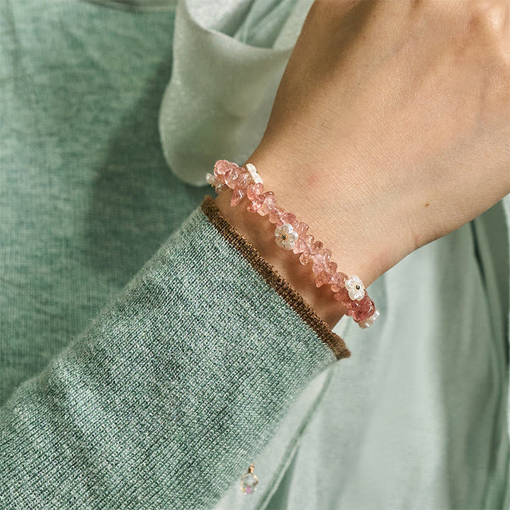 Buddha Stones, unregelmäßiges Kristallblumen-Design, Amethyst, weißer Kristall, Balance-Armband - image 46