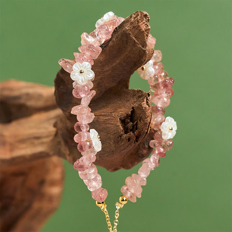 Buddha Stones, unregelmäßiges Kristallblumen-Design, Amethyst, weißer Kristall, Balance-Armband - image 44