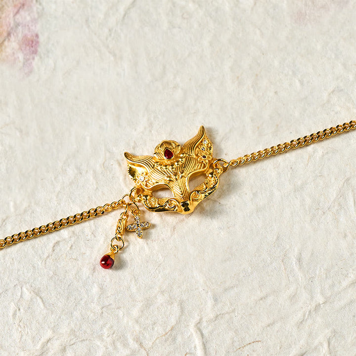 Armband mit Buddha Stones, 24 Karat vergoldetem Messing, Fuchsmasken-Anhänger und Quaste - image 5