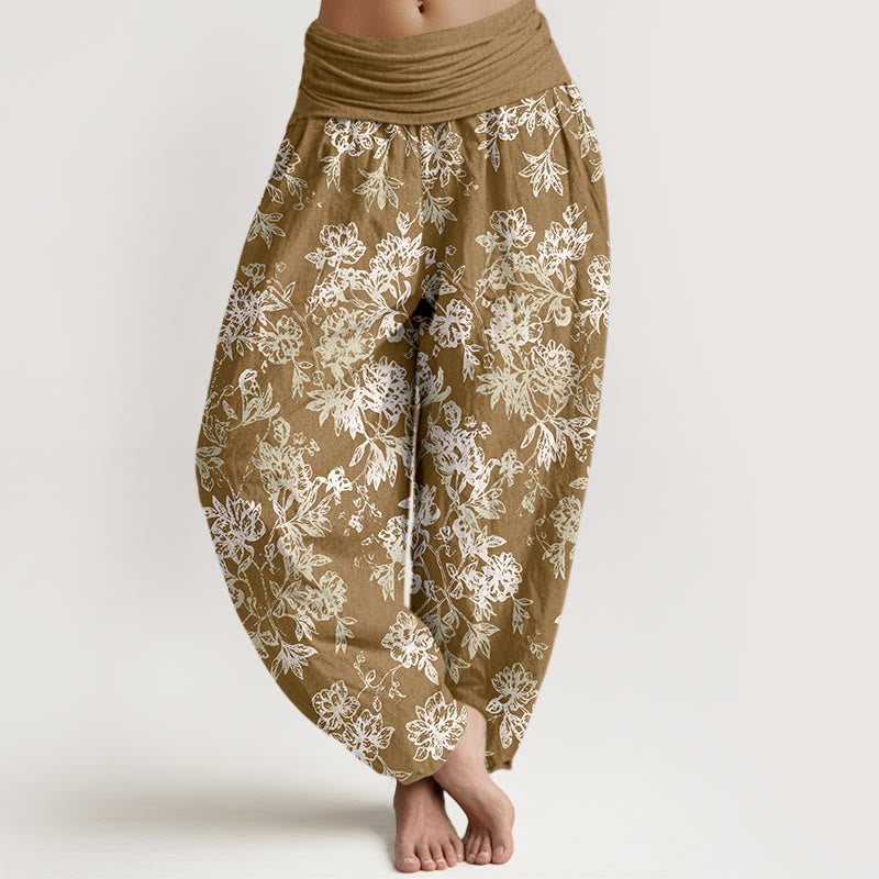 Buddha Stones Baumwoll-Haremshose im Retro-Stil mit mehrlagigem Blütenblattmuster und elastischem Bund für Damen - Goldrute - US16, UK/AU20, EU48 (3XL) - image 5