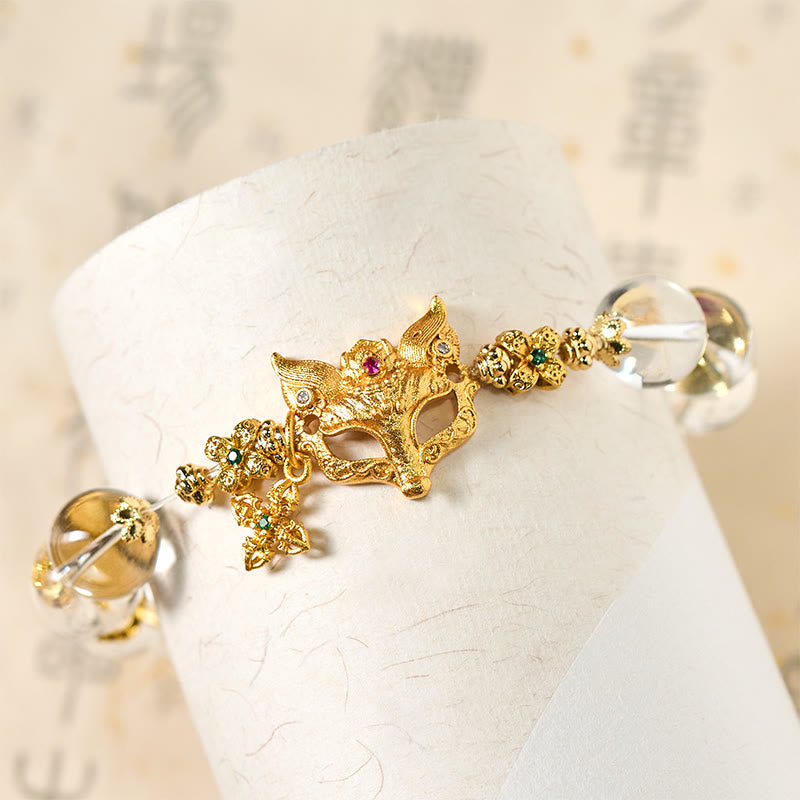 Buddha Stones ​​Fuchskreuz-Anhänger Weißes Kristallperlen-Schutzarmband - image 5