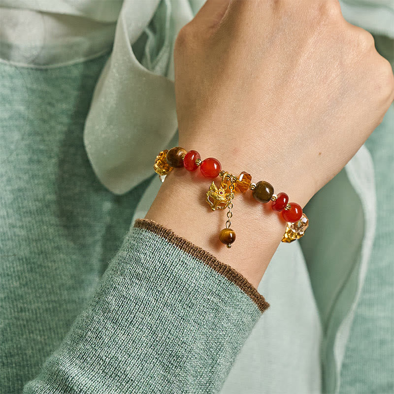 Buddha Stones ​​Rotes Achat-Tigerauge-Fuchs-Charm-Armband mit beruhigenden Perlen - image 8