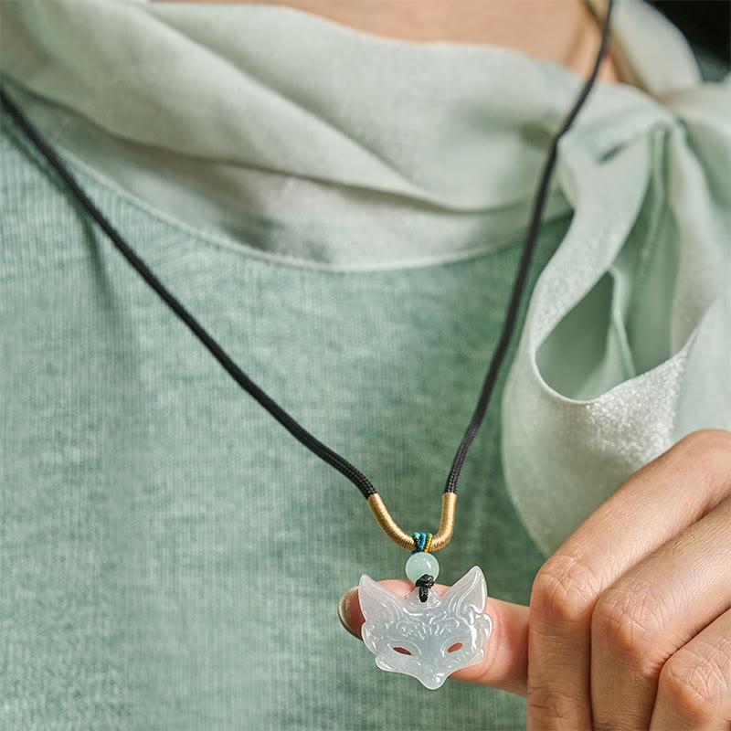 Buddha Stones ​​Fuchsmaske Wohlstands-Glücksseil-Halskette Anhänger - image 5