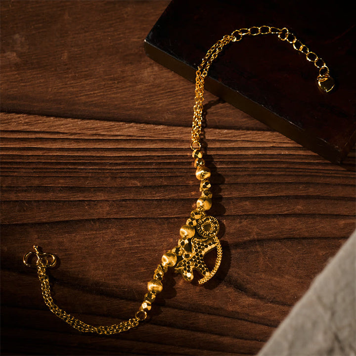 Buddha Stones, chinesisches Tierkreiszeichen, Jahr des Pferdes, 24 Karat vergoldetes Kupfermünzen-Glücksarmband - image 4