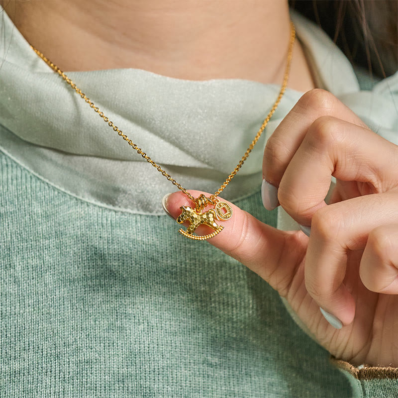 Buddha Stones ​​Jahr des Pferdes 24 Karat vergoldete Kupfermünzen-Halskette Anhänger - image 5