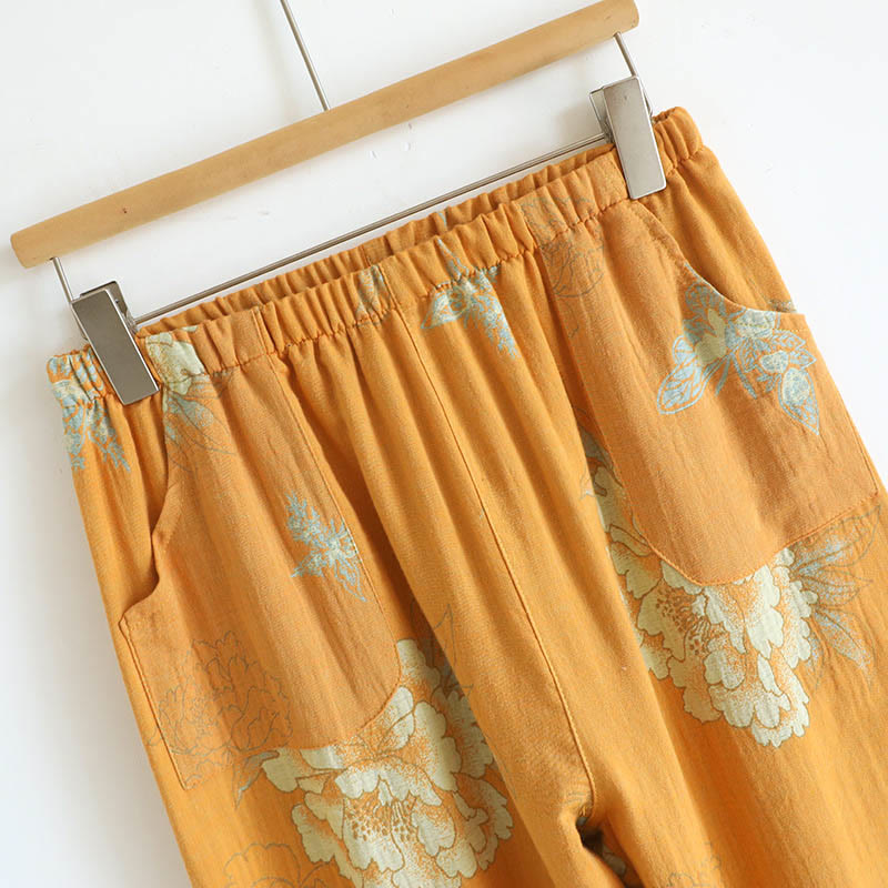 Buddha Stones 2-teiliges Set aus bedruckter Strickjacke mit Froschknöpfen, Langarmshirt und Hose mit Taschen, Baumwolle  - image 14