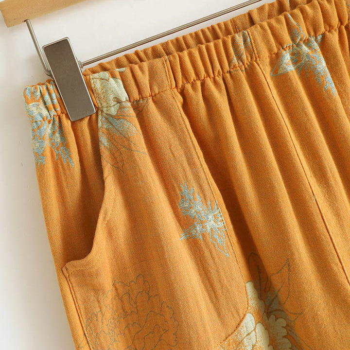 Buddha Stones 2-teiliges Set aus bedruckter Strickjacke mit Froschknöpfen, Langarmshirt und Hose mit Taschen, Baumwolle  - image 15