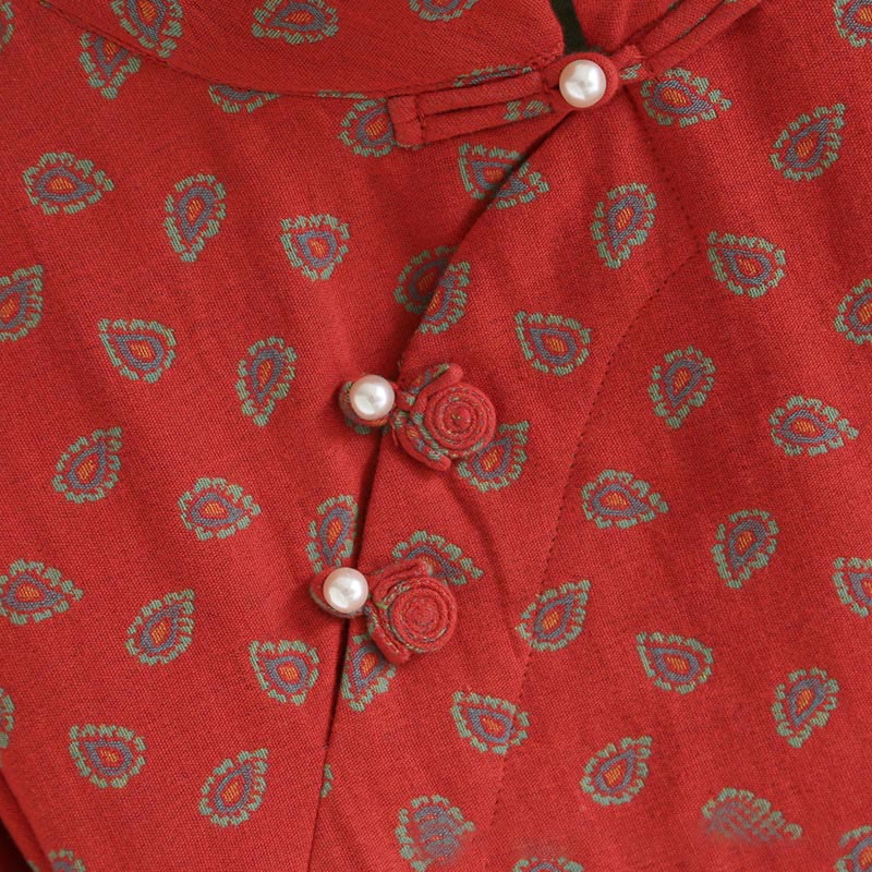 Buddha Stones 2-teiliges Set aus farbenfrohem, geblümtem Langarmhemd mit Froschknopfleiste und Hose mit Taschen aus reiner Baumwolle  - image 10