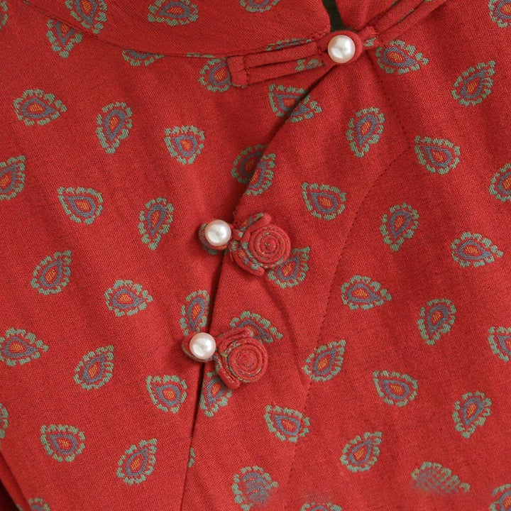 Buddha Stones 2-teiliges Set aus farbenfrohem, geblümtem Langarmhemd mit Froschknopfleiste und Hose mit Taschen aus reiner Baumwolle  - image 10