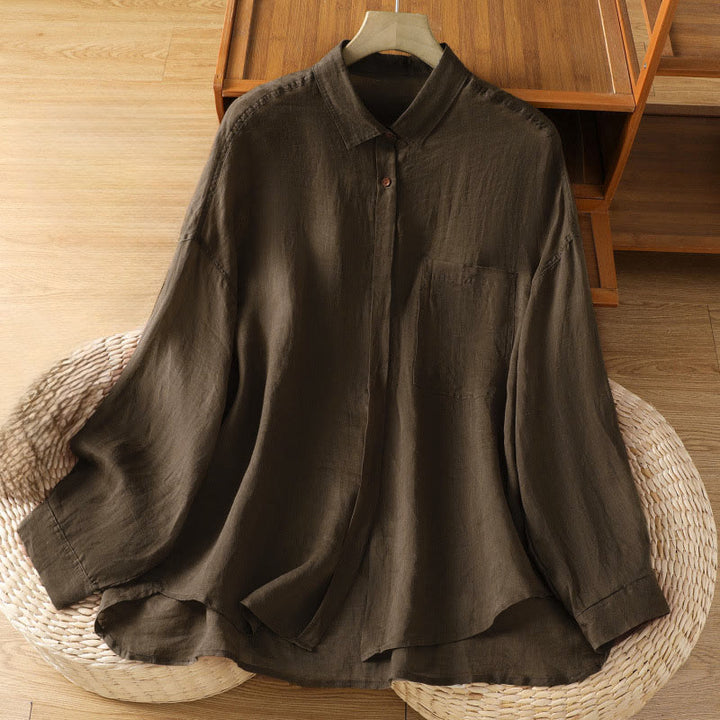 Buddha Stones Herbst-Pendel-Langarmhemd mit Tasche - Sattelbraun - US12, UK/AU16, EU44 (2XL) - image 10