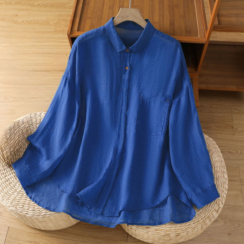 Buddha Stones Herbst-Pendel-Langarmhemd mit Tasche - Mittelblau - US12, UK/AU16, EU44 (2XL) - image 18