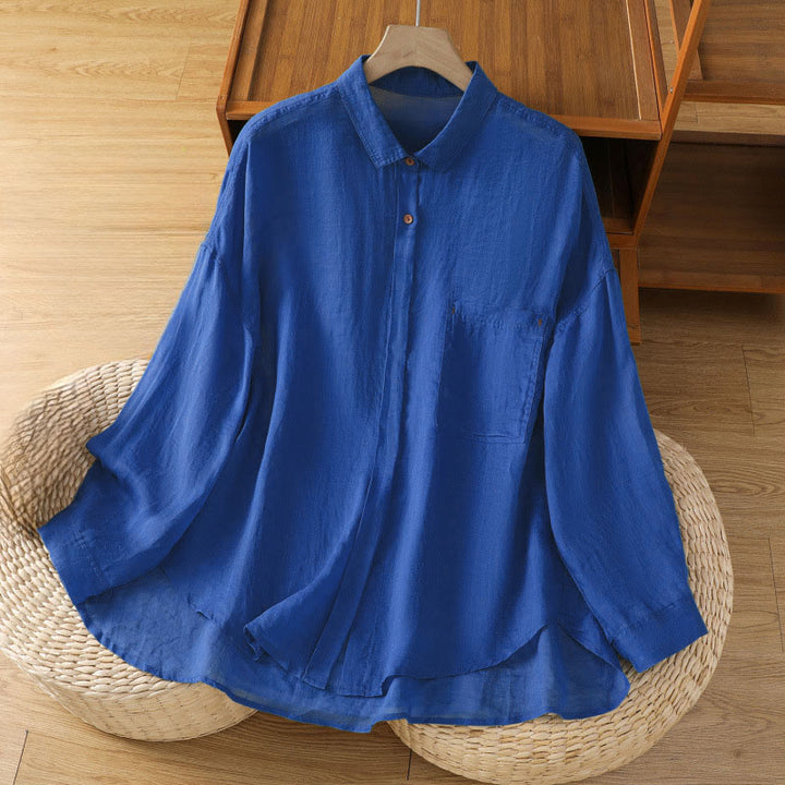 Buddha Stones Herbst-Pendel-Langarmhemd mit Tasche - Mittelblau - US12, UK/AU16, EU44 (2XL) - image 18