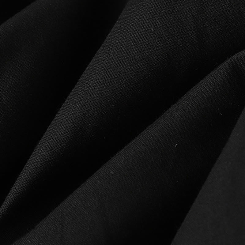 Buddha Stones Herbst Einfarbiges Baumwoll-Midikleid mit Reversknöpfen, langen Ärmeln und Taschen - image 25