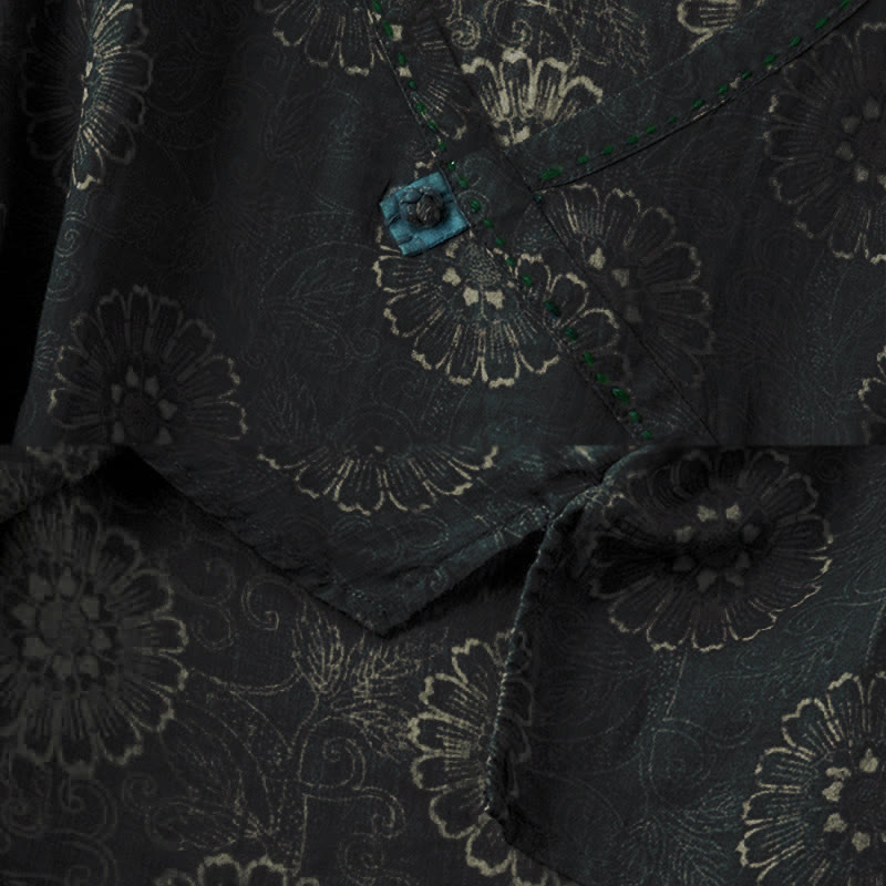 Buddha Stones Frühlings-Langarmshirt mit V-Ausschnitt und floralem Print für Damen - image 3