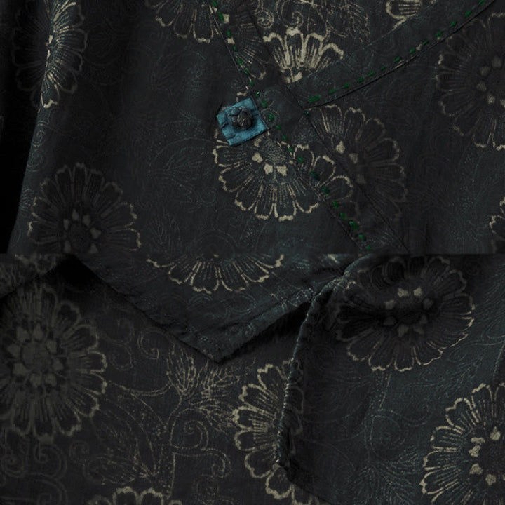 Buddha Stones Frühlings-Langarmshirt mit V-Ausschnitt und floralem Print für Damen - image 3