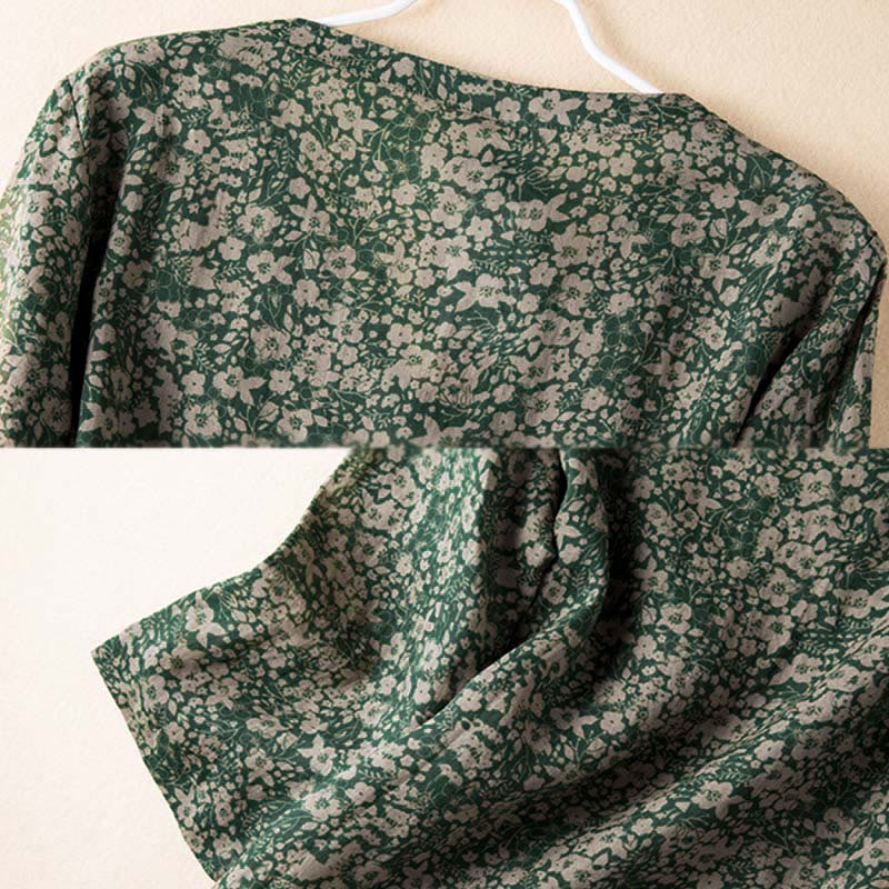 Buddha Stones Frühlings-Langarmshirt mit V-Ausschnitt und floralem Print für Damen - image 11