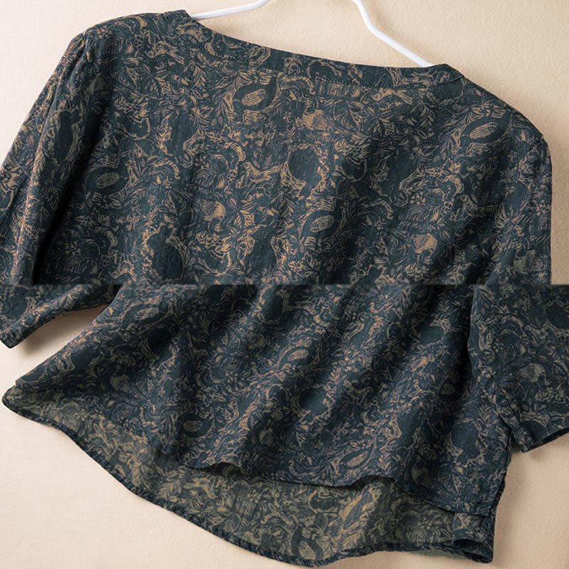 Buddha Stones Frühlings-Langarmshirt mit V-Ausschnitt und floralem Print für Damen - image 7