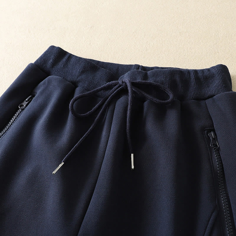Buddha Stones Mitternachtsblaue Damen-Hose mit weitem Bein, Reißverschluss, Thermofleece-Futter und Taschen - image 2