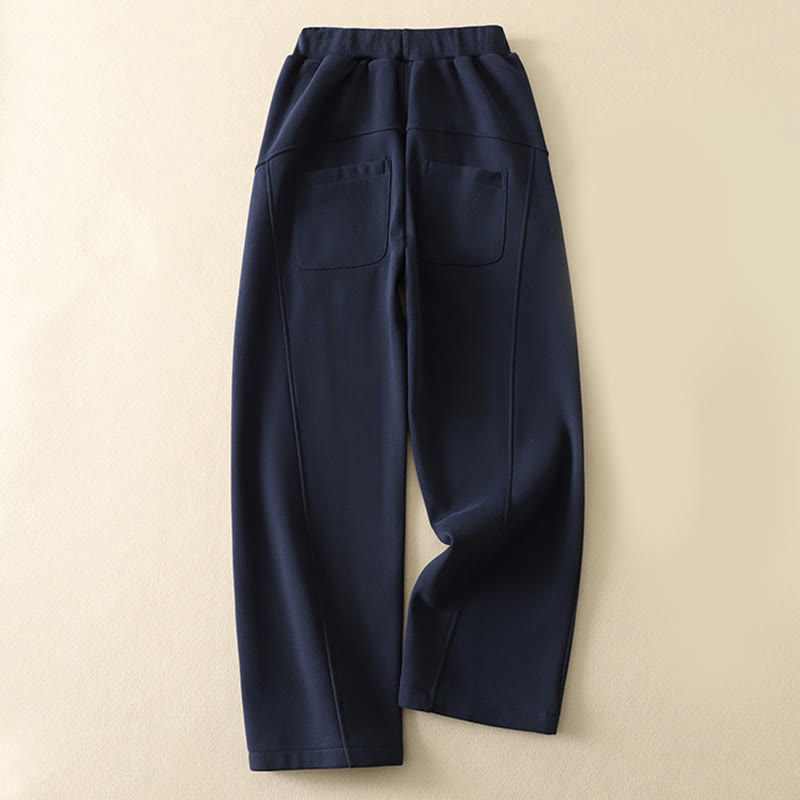 Buddha Stones Mitternachtsblaue Damen-Hose mit weitem Bein, Reißverschluss, Thermofleece-Futter und Taschen - image 1