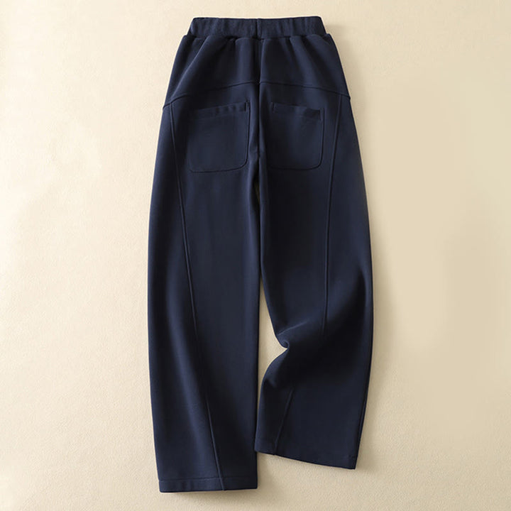 Buddha Stones Mitternachtsblaue Damen-Hose mit weitem Bein, Reißverschluss, Thermofleece-Futter und Taschen - image 1