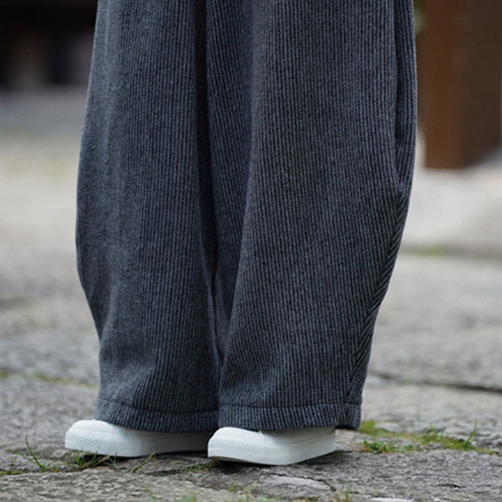 Buddha Stones Winter Herren-Baumwollhose mit hohem Bund, hohem Bund und Kordelzug, einfarbig, mit Taschen - image 24
