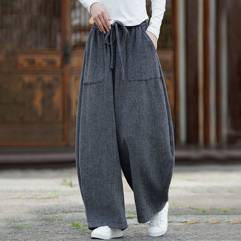 Buddha Stones Winter Herren-Baumwollhose mit hohem Bund, hohem Bund und Kordelzug, einfarbig, mit Taschen - image 16