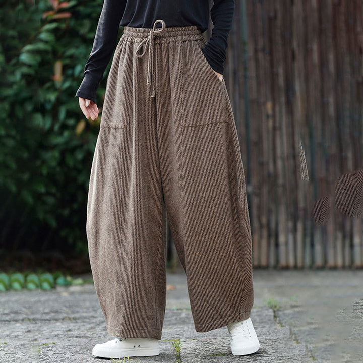 Buddha Stones Winter Herren-Baumwollhose mit hohem Bund, hohem Bund und Kordelzug, einfarbig, mit Taschen - image 2
