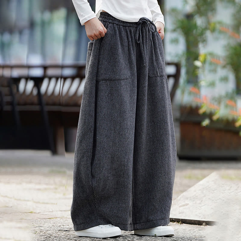 Buddha Stones Winter Herren-Baumwollhose mit hohem Bund, hohem Bund und Kordelzug, einfarbig, mit Taschen - image 12