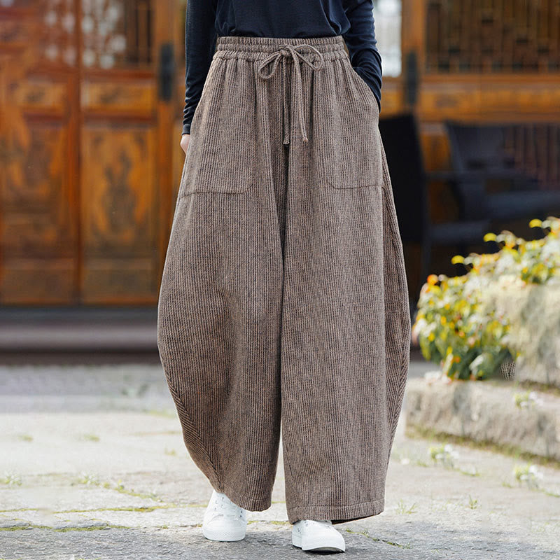 Buddha Stones Winter Herren-Baumwollhose mit hohem Bund, hohem Bund und Kordelzug, einfarbig, mit Taschen - image 6