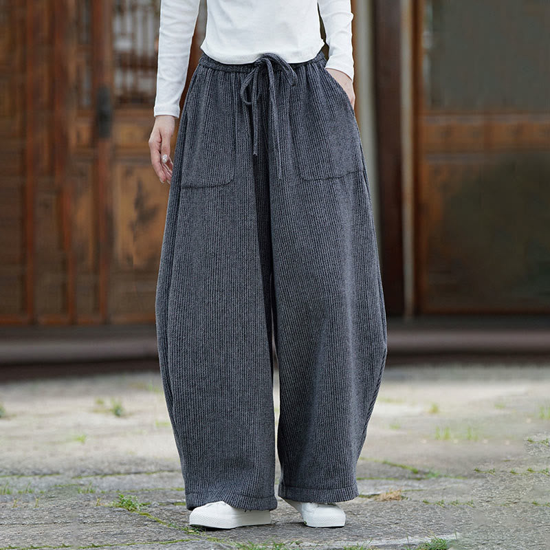 Buddha Stones Winter Herren-Baumwollhose mit hohem Bund, hohem Bund und Kordelzug, einfarbig, mit Taschen - image 14