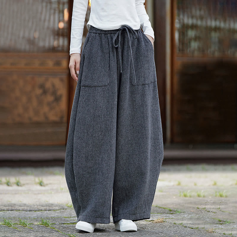 Buddha Stones Winter Herren-Baumwollhose mit hohem Bund, hohem Bund und Kordelzug, einfarbig, mit Taschen - image 15