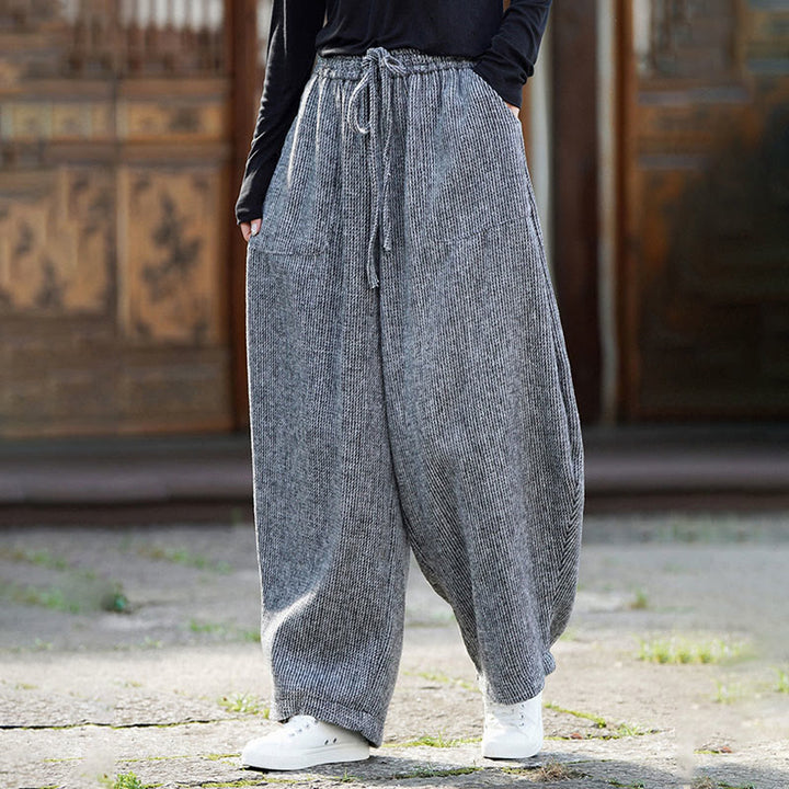 Buddha Stones Winter Herren-Baumwollhose mit hohem Bund, hohem Bund und Kordelzug, einfarbig, mit Taschen - image 26