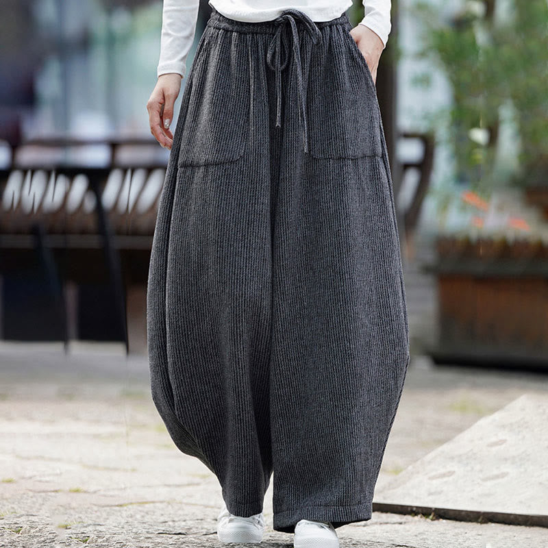 Buddha Stones Winter Herren-Baumwollhose mit hohem Bund, hohem Bund und Kordelzug, einfarbig, mit Taschen - image 13