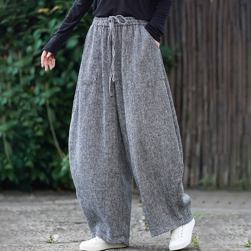 Buddha Stones Winter Herren-Baumwollhose mit hohem Bund, hohem Bund und Kordelzug, einfarbig, mit Taschen - image 29