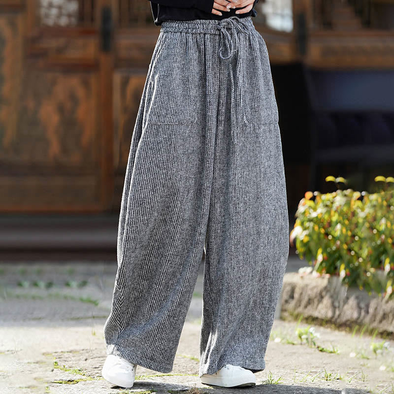 Buddha Stones Winter Herren-Baumwollhose mit hohem Bund, hohem Bund und Kordelzug, einfarbig, mit Taschen - image 28