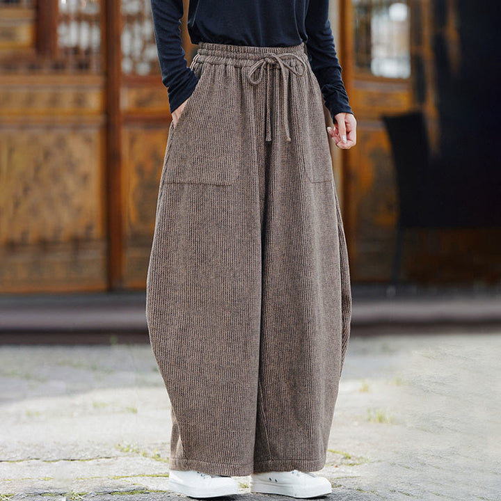Buddha Stones Winter Herren-Baumwollhose mit hohem Bund, hohem Bund und Kordelzug, einfarbig, mit Taschen - image 8